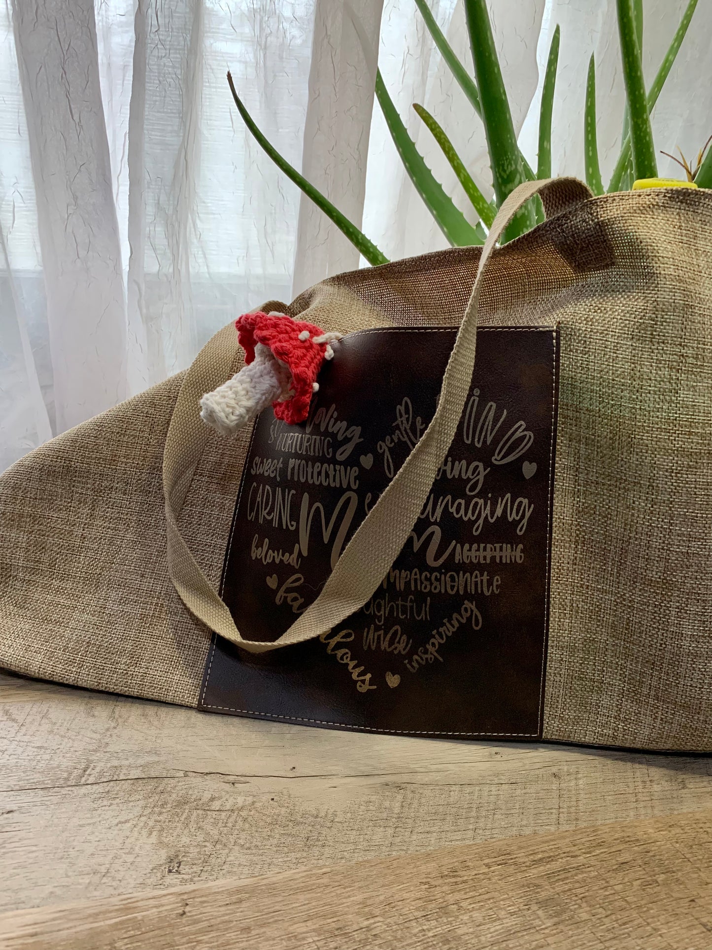 Engraved burlap bag