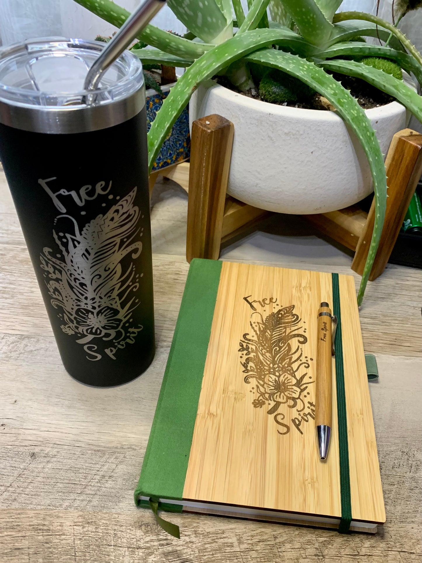 Bamboo journal with pen