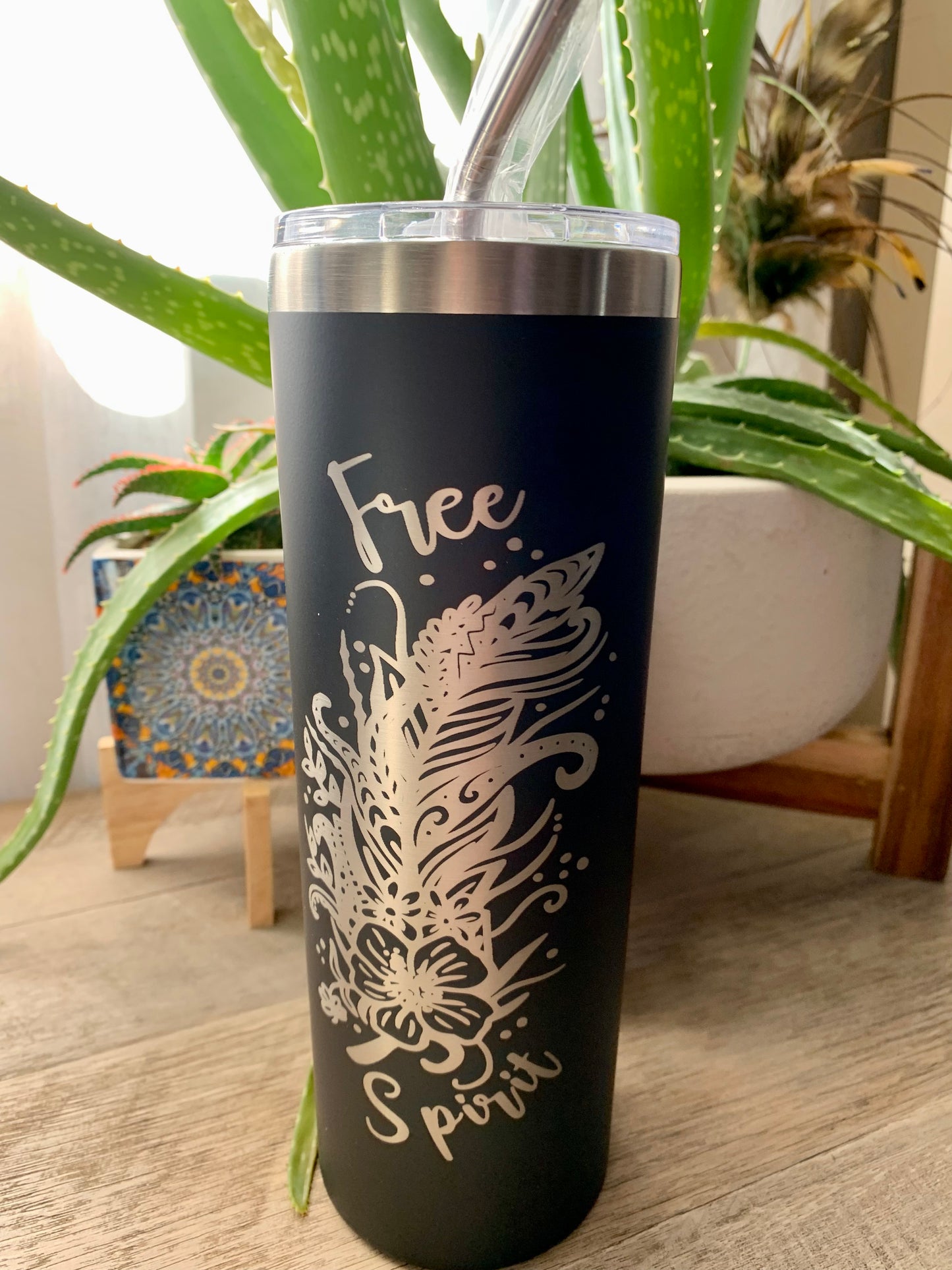 Boho Style Engraved 20 oz Steel Tumbler