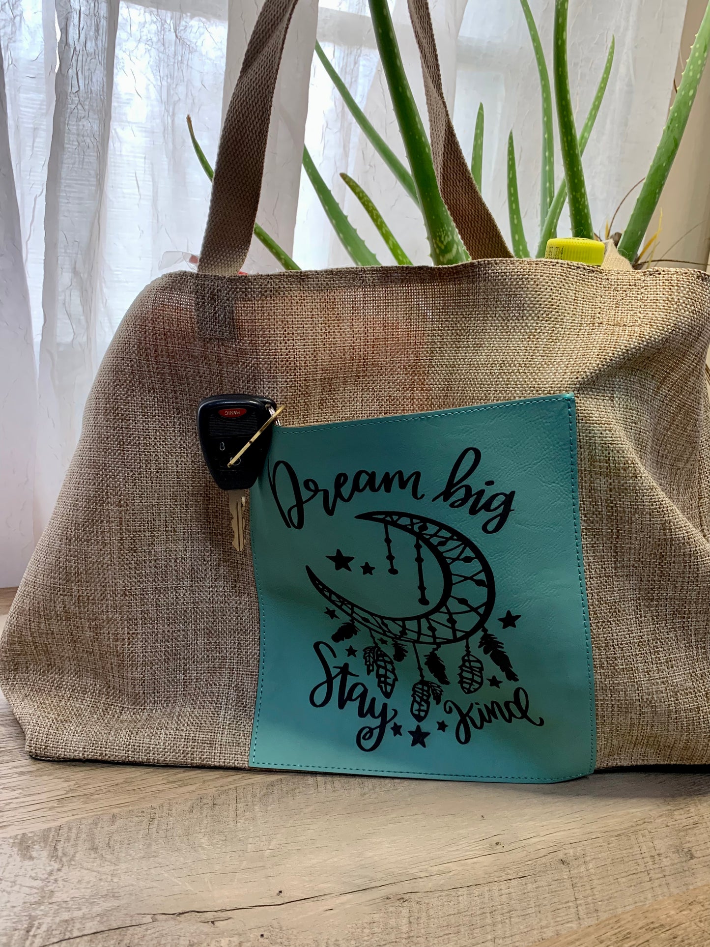 Engraved burlap bag