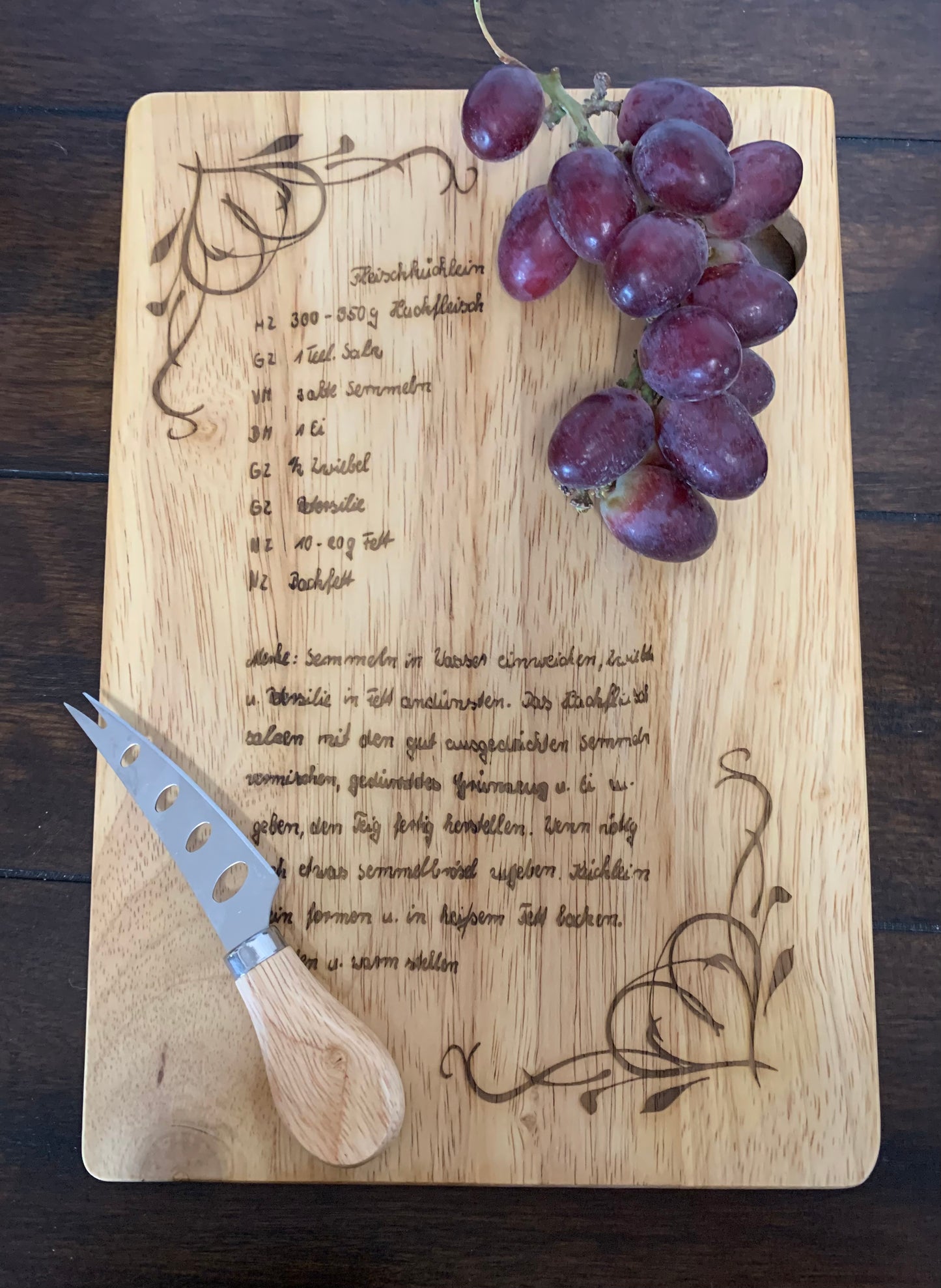 Recipe engraved cutting board