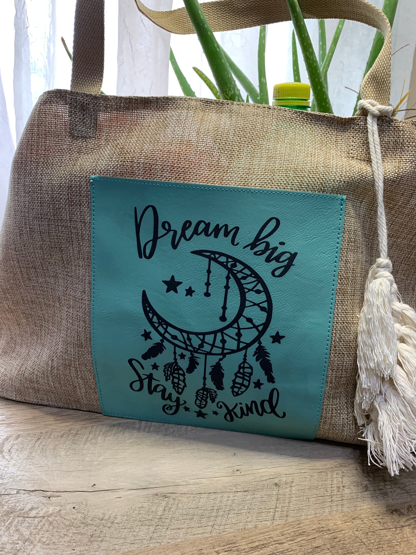 Engraved burlap bag