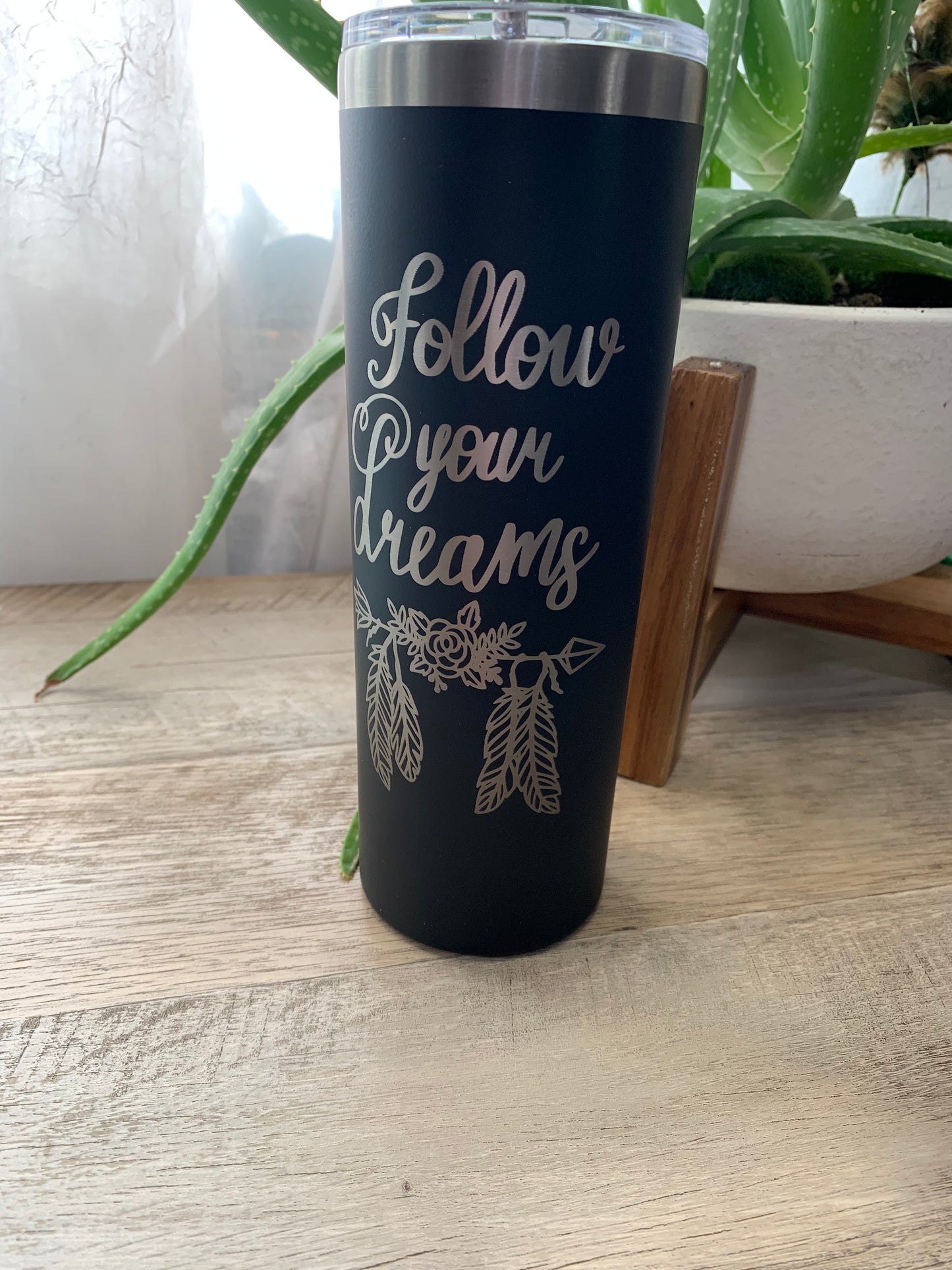 Boho Style Engraved 20 oz Steel Tumbler